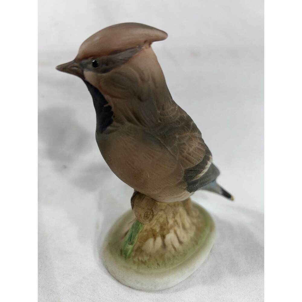 Vintage Lefton Hand Painted Porcelain Waxwing Bird Figurine #KW1283 6-1/2" Tall
